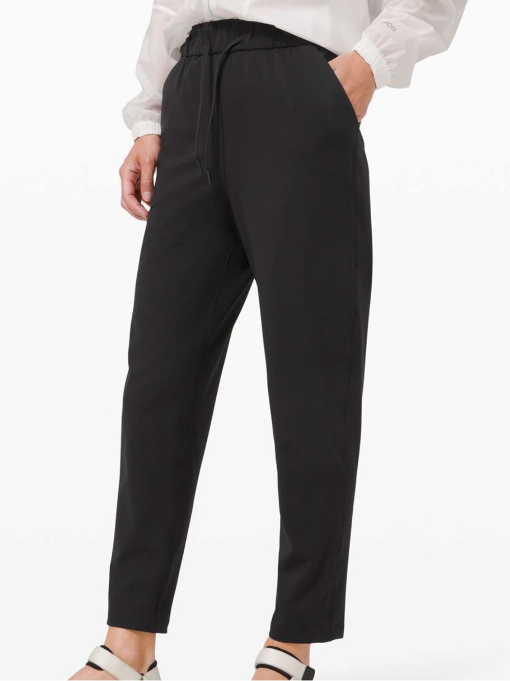 lululemon athletica Black Drawstring High-Rise Tapered Pants